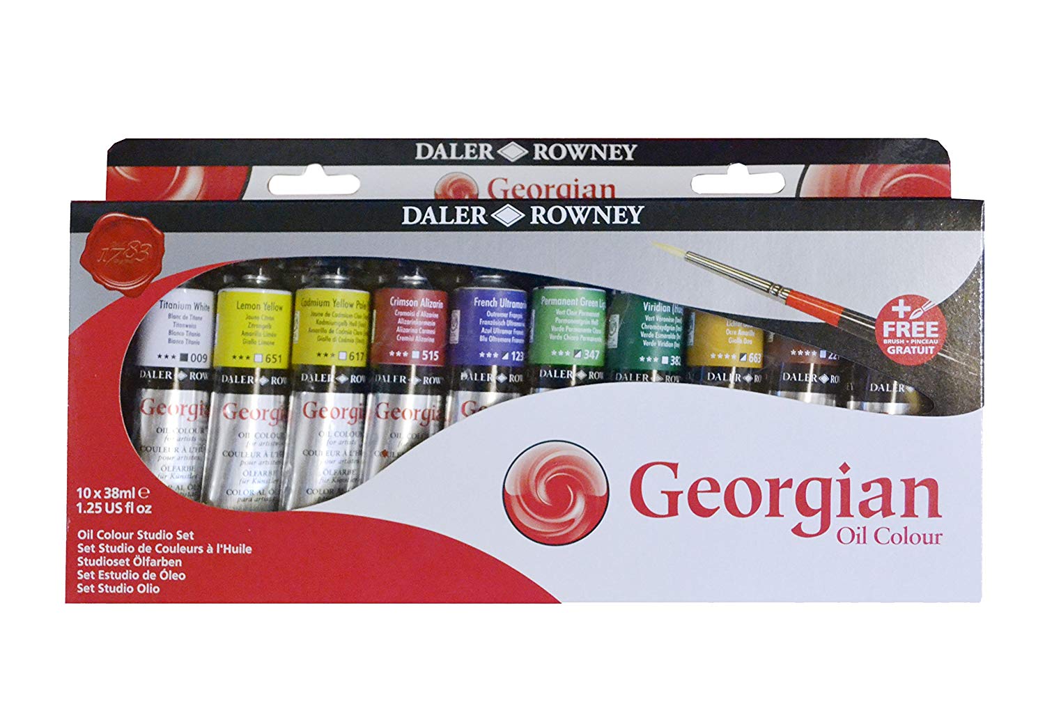 georgian-set-oilcolour Daler and Rowney Georgian oil colours Studioset 10x38ml + Pinsel